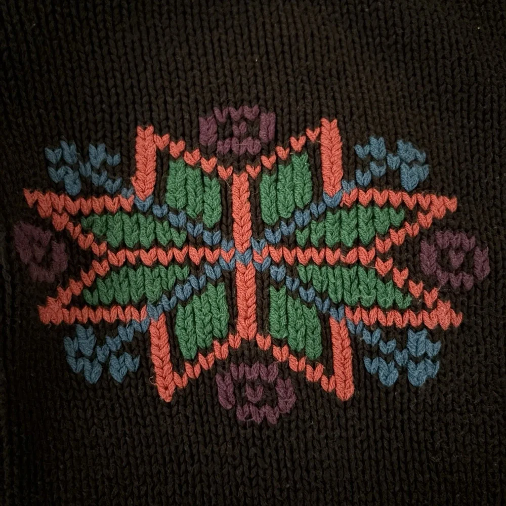 VTG‎ Eddie Bauer Mens Sweater Medium Cotton 90s Snowflake Preppy Celestial Cozy